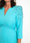 Veni Infantino Embellished Shoulder Fishtail Midi Dress, Turquoise