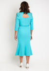 Veni Infantino Embellished Shoulder Fishtail Midi Dress, Turquoise