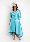 Veni Infantino Fitted Dress & High Low Coat Set, Aquamarine