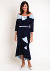 Veni Infantino Off Shoulder Bow Detail, Ruffled Midi Dress, Navy