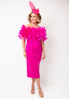 Veni Infantino Midi Dress And Feathered Cape, Pink
