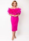 Veni Infantino Midi Dress And Feathered Cape, Pink