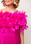 Veni Infantino Midi Dress And Feathered Cape, Pink