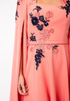 Veni Infantino Embroidered Cape Sleeve Dress, Coral