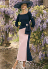 Veni Infantino Bow Detail Fit and Flare Dress, Navy and Pink