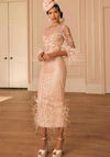 Veni Infantino Beaded Feather Trim Dress, Pink