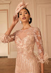 Veni Infantino Beaded Feather Trim Dress, Pink