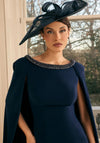 Veni Infantino Embellished Neck Cape Detail Dress, Navy