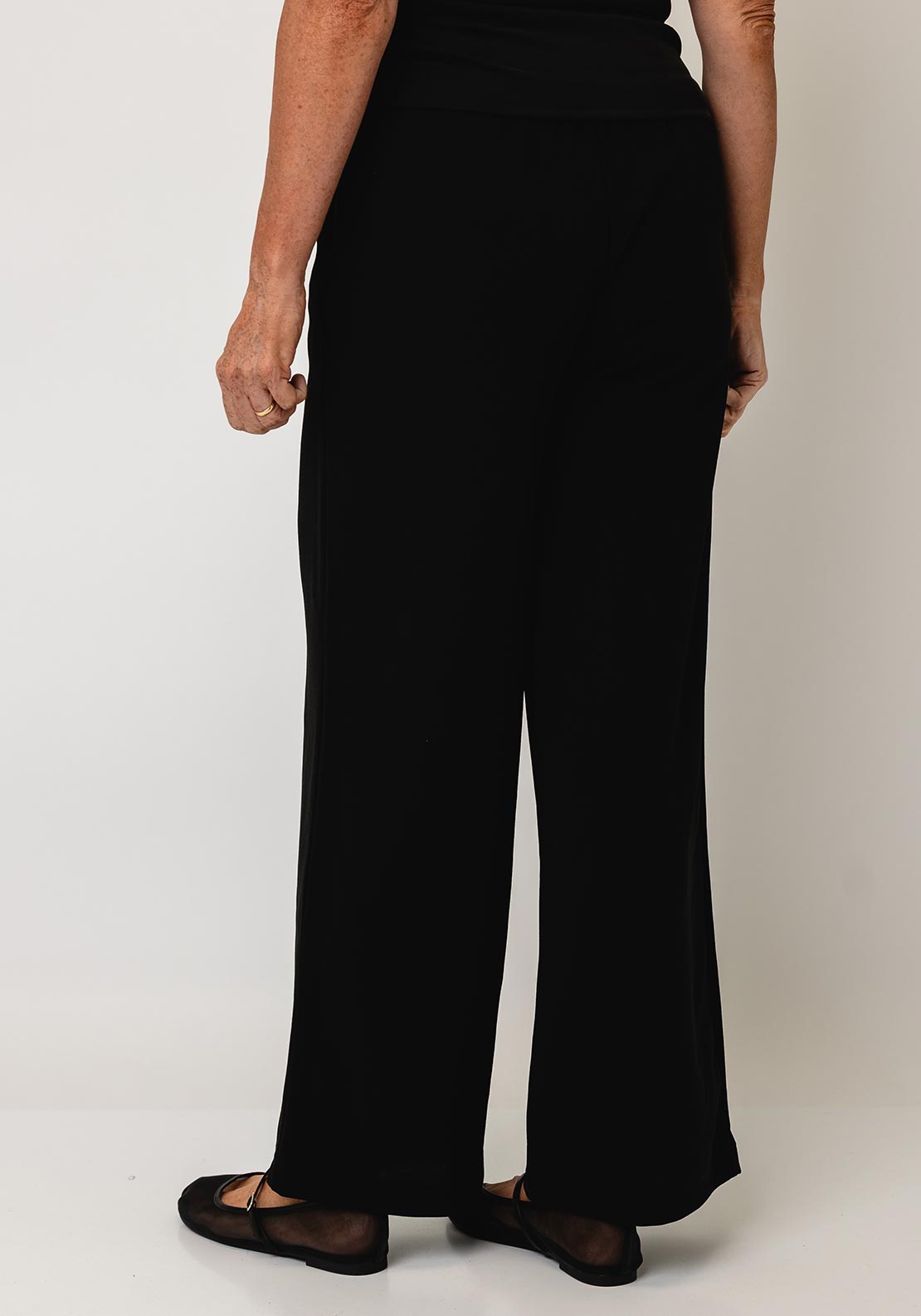 Vero Moda Faux Belt Detail Wide Leg Trousers, Black - McElhinneys