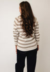 Vero Moda Doffy Striped Knitted Round Neck Jumper, Beige and Cream