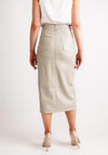 Vero Moda Veri Faux Leather Midi Skirt, Stone Grey