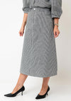 Vero Moda Zina Gingham Denim Midi Skirt, Black and White