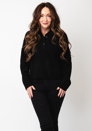 Vero Moda Luna Ribbed Knit Collar Jumper, Black