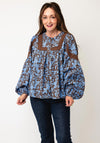 Vero Moda Charlotte Patterned Blouse, Blue and Brown