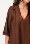 Vero Moda Leslie Emboridered V Neck Blouse, Brown