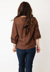 Vero Moda Leslie Emboridered V Neck Blouse, Brown