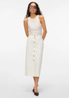 Vero Moda Alvida Button Front Denim Skirt, White
