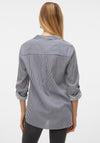 Vero Moda Bumpy Striped Long Sleeve Blouse, Navy and White