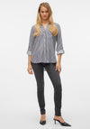 Vero Moda Bumpy Striped Long Sleeve Blouse, Navy and White