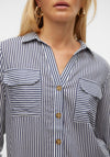 Vero Moda Bumpy Striped Long Sleeve Blouse, Navy and White