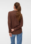 Vero Moda Doffy Striped with Chest Pocket Blouse, Brown and Beige