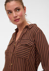 Vero Moda Doffy Striped with Chest Pocket Blouse, Brown and Beige