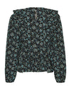 Vero Moda Girl Floral Long Sleeve Peplum Top, Black/Blue