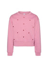 Vero Moda Girl Tavia Heart Long Sleeve Sweater, Wild Rose