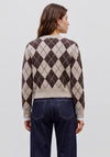 Vero Moda Halo Argyle Print Knitted Cardigan, Cream Multi