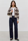 Vero Moda Halo Argyle Print Knitted Cardigan, Cream Multi