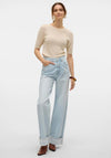 Vero Moda Kathy Wide Leg Turned Up Jeans, Light Blue