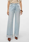 Vero Moda Kathy Wide Leg Turned Up Jeans, Light Blue