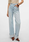 Vero Moda Kathy Wide Leg Turned Up Jeans, Light Blue
