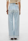 Vero Moda Kathy Wide Leg Turned Up Jeans, Light Blue