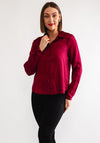 Vero Moda Thea Metallic Satin Blouse, Wine