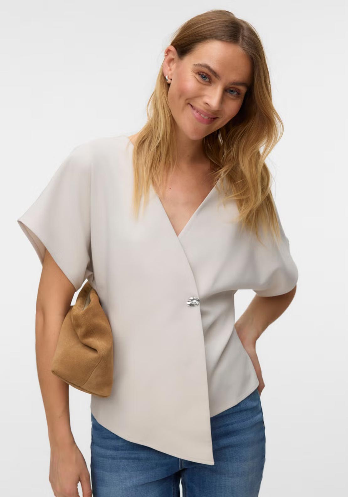Vero Moda Sonja V-Neckline Top, Beige