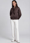 Vero Moda Penny Zip Front with Bow Detail Bomber Jacket, Chocolate Brown