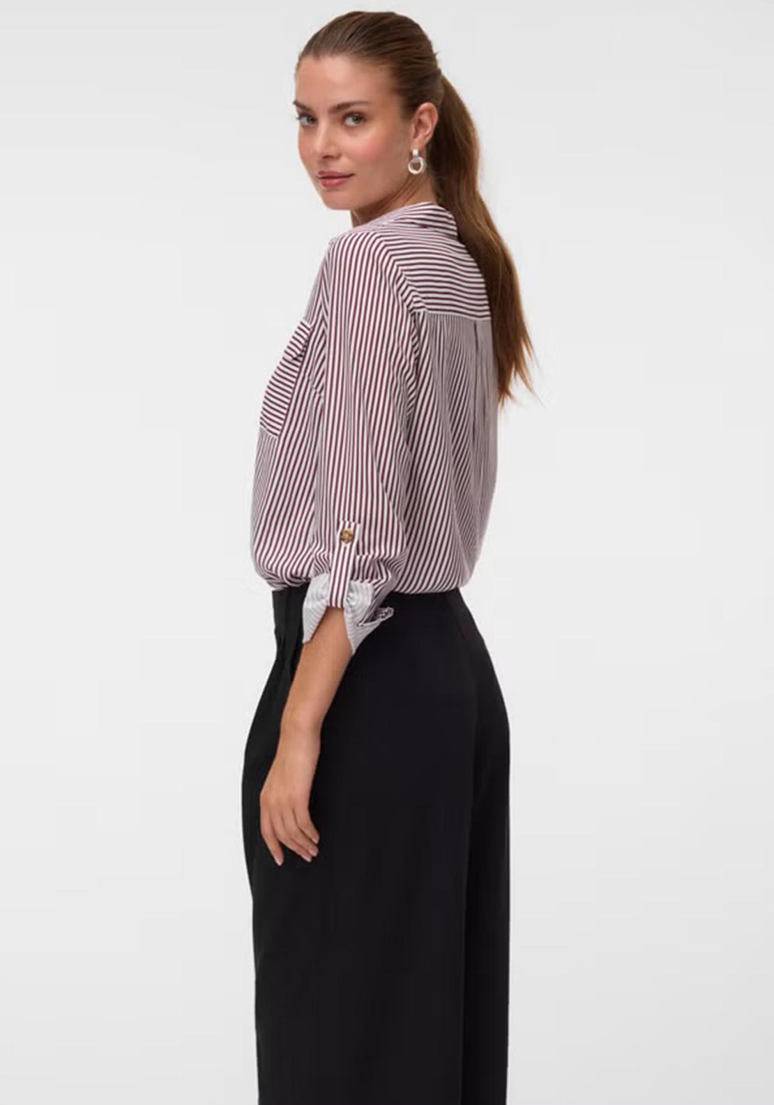 Vero Moda Bumpy Striped Shirt, White and Wine