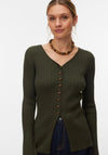 Vero Moda Knit Ribbed Cardigan, Green