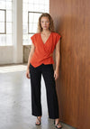 Vero Moda Julieta Low V-Neckline with Gold Detail Top, Orange