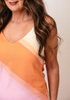 Vero Moda Vanya Colour Block Maxi Dress, Orange Multi