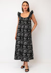 Vero Moda Sashi Geometric Floral Printed Maxi Dress, Black and White