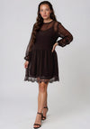 TOPSHOP Lalie Lace Detail Mini Dress, Brown