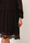 TOPSHOP Lalie Lace Detail Mini Dress, Brown