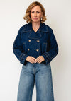 Vero Moda Lelou Cropped Denim Trench Coat, Dark Blue Denim