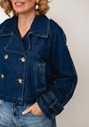 Vero Moda Lelou Cropped Denim Trench Coat, Dark Blue Denim