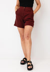 Vero Moda Milo High Waisted Linen Blend Shorts, Wine