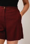 Vero Moda Milo High Waisted Linen Blend Shorts, Wine