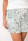 Vero Moda Botanical Print Shorts, White and Green