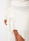 Vero Moda Hazel High Waisted Asymmetrical Lace Midi Skirt, Cream